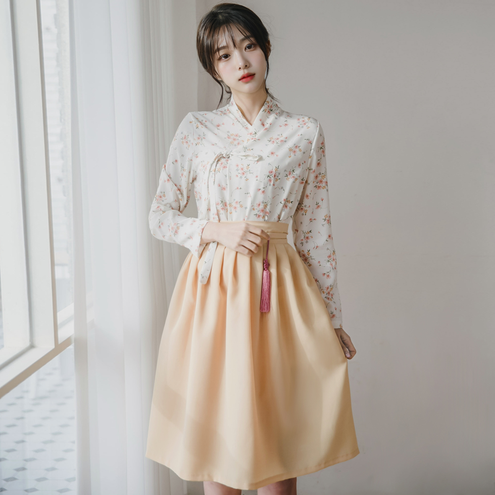 희나 머스타드 허리치마 생활한복 개량 계량 퓨전 반티