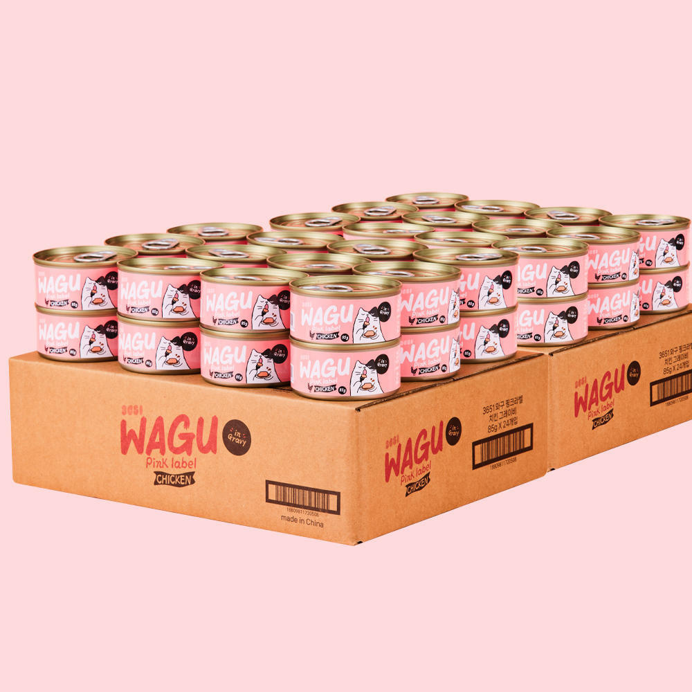 3651 와구 고양이 간식 습식캔 닭가슴살 핑크라벨, 85g, 48개 제품 이미지