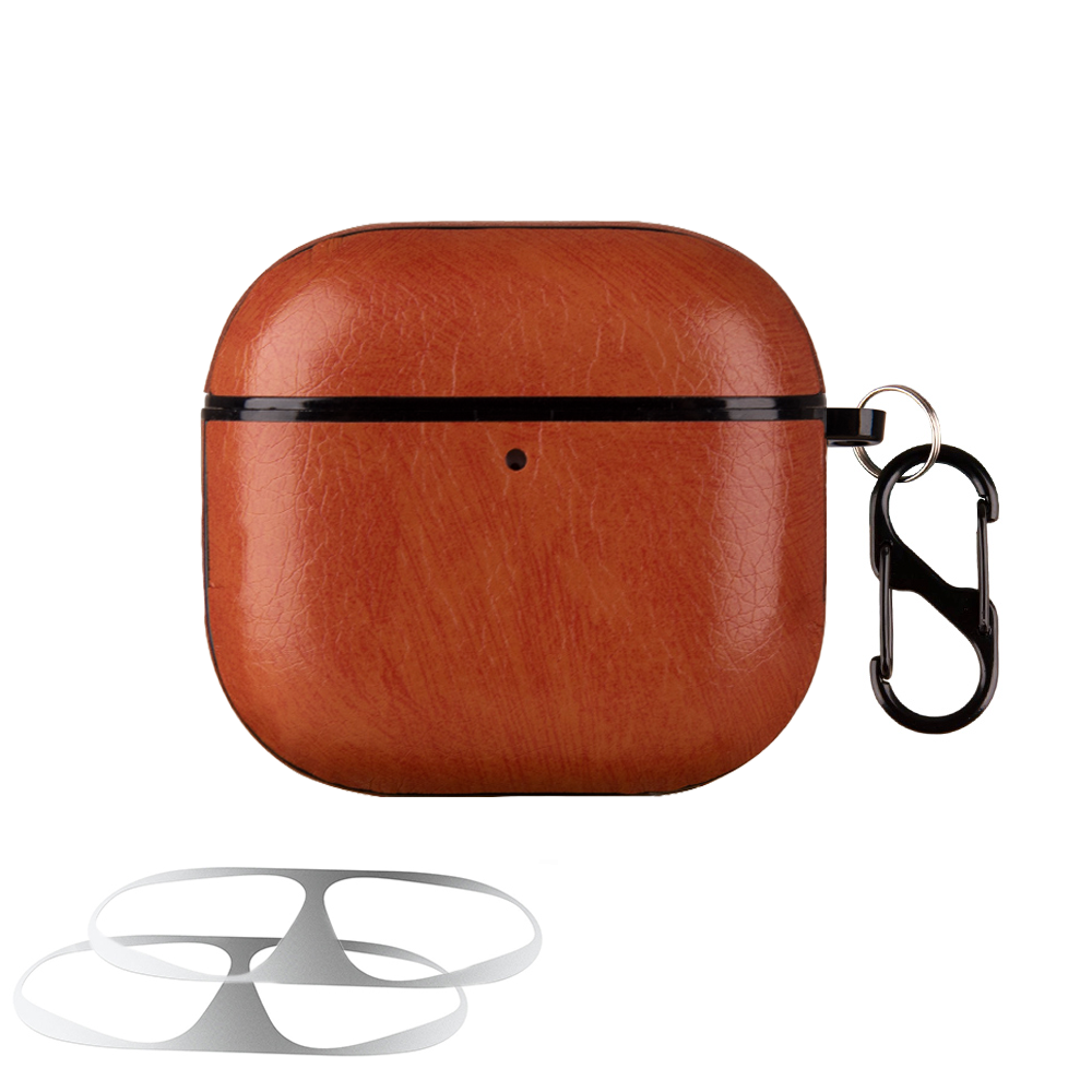 에어팟4 소가죽 케이스 4세대 철가루 방지 스티커 카라비너 세트 호환