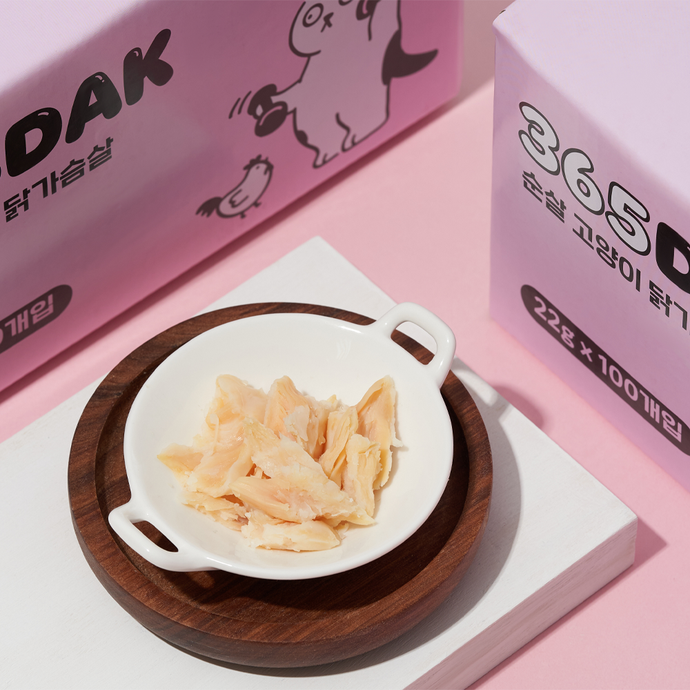 3651 365닭 부드러운 고양이 닭가슴살 간식 순살, 22g, 100개
