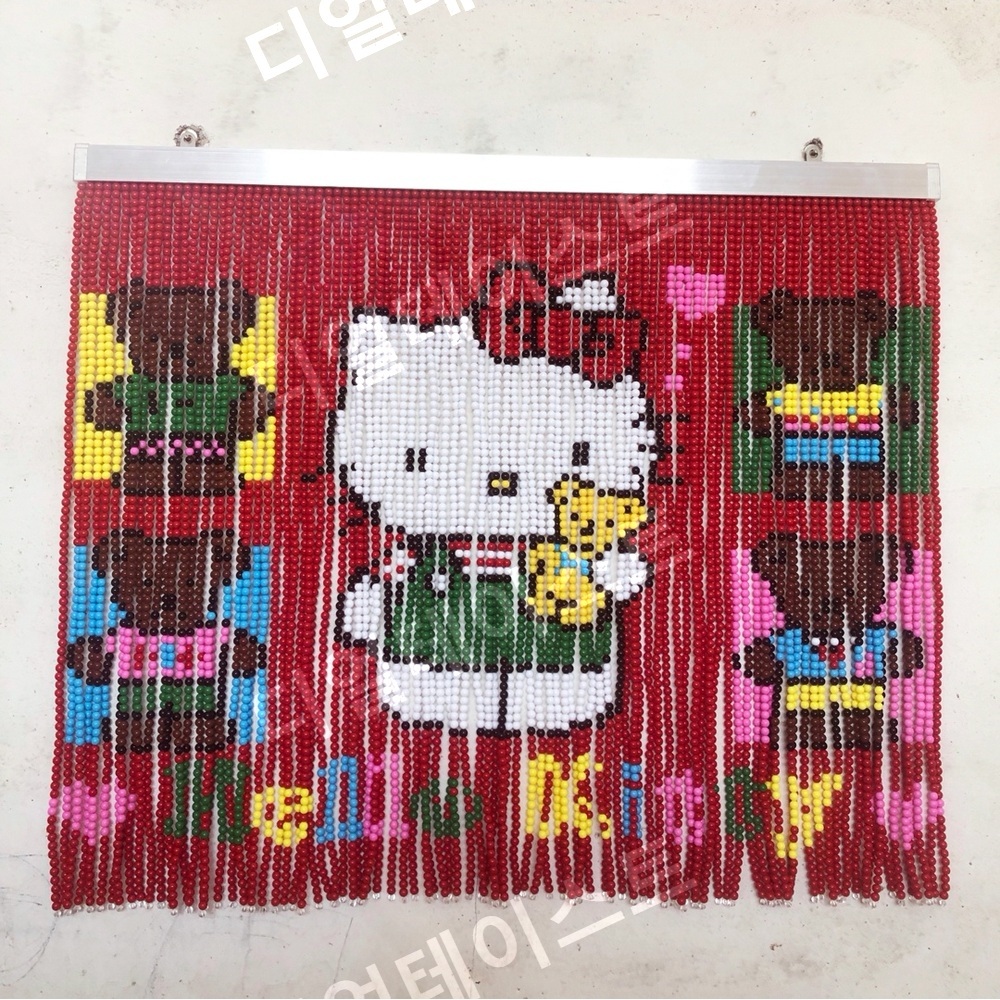 구슬커튼 비즈발 만들기 키트 diy 재료 헬로키티비즈발 도안