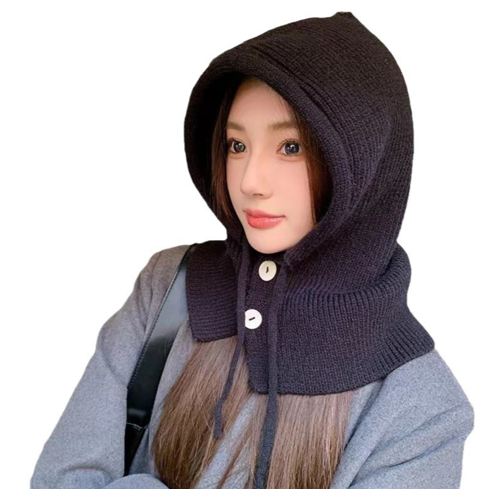 니트바라클라바 후드 남자 여성 단추 패딩 알래스카워머 넥 방한 와이드핏 후드 - 상세 이미지 2