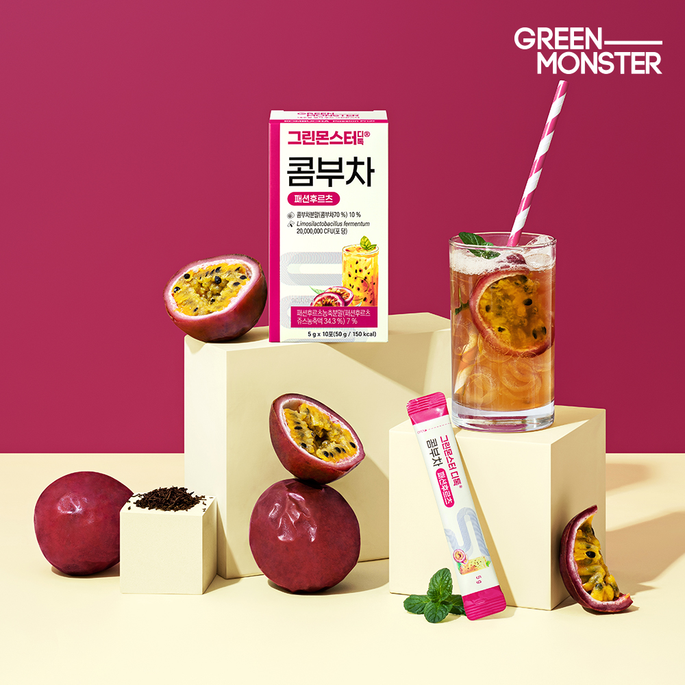 그린몬스터 디톡 콤부차 패션후르츠 20억 유산균 3박스 30스틱 (비건유산균 독일산유기농콤부차 트로피컬 청량 체중관리) - 상세 이미지 3