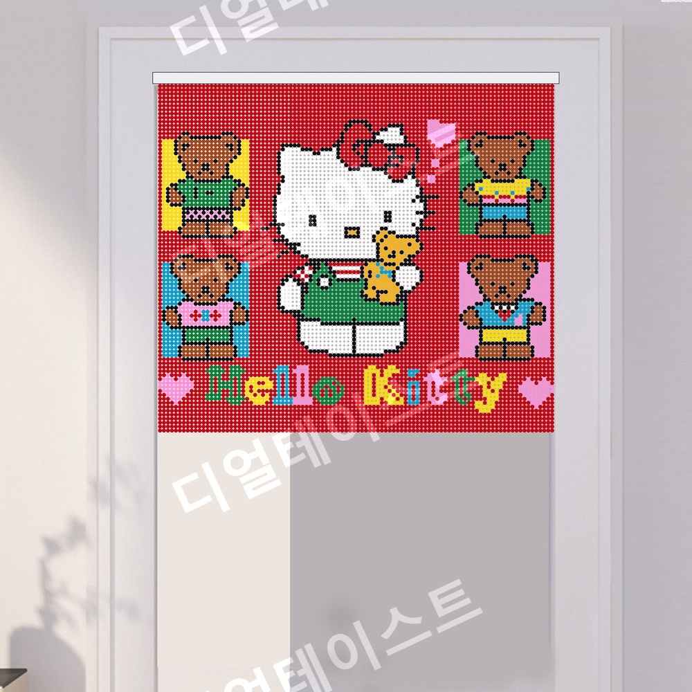 구슬커튼 비즈발 만들기 키트 diy 재료 헬로키티비즈발 도안