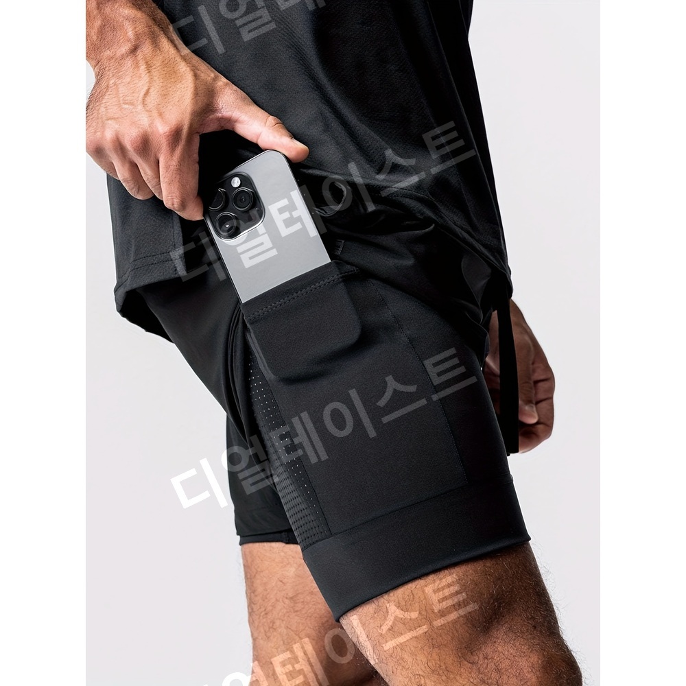 4부 스쿼트 숏팬츠 바지 남성용 스포츠 반바지 - 상세 이미지 4
