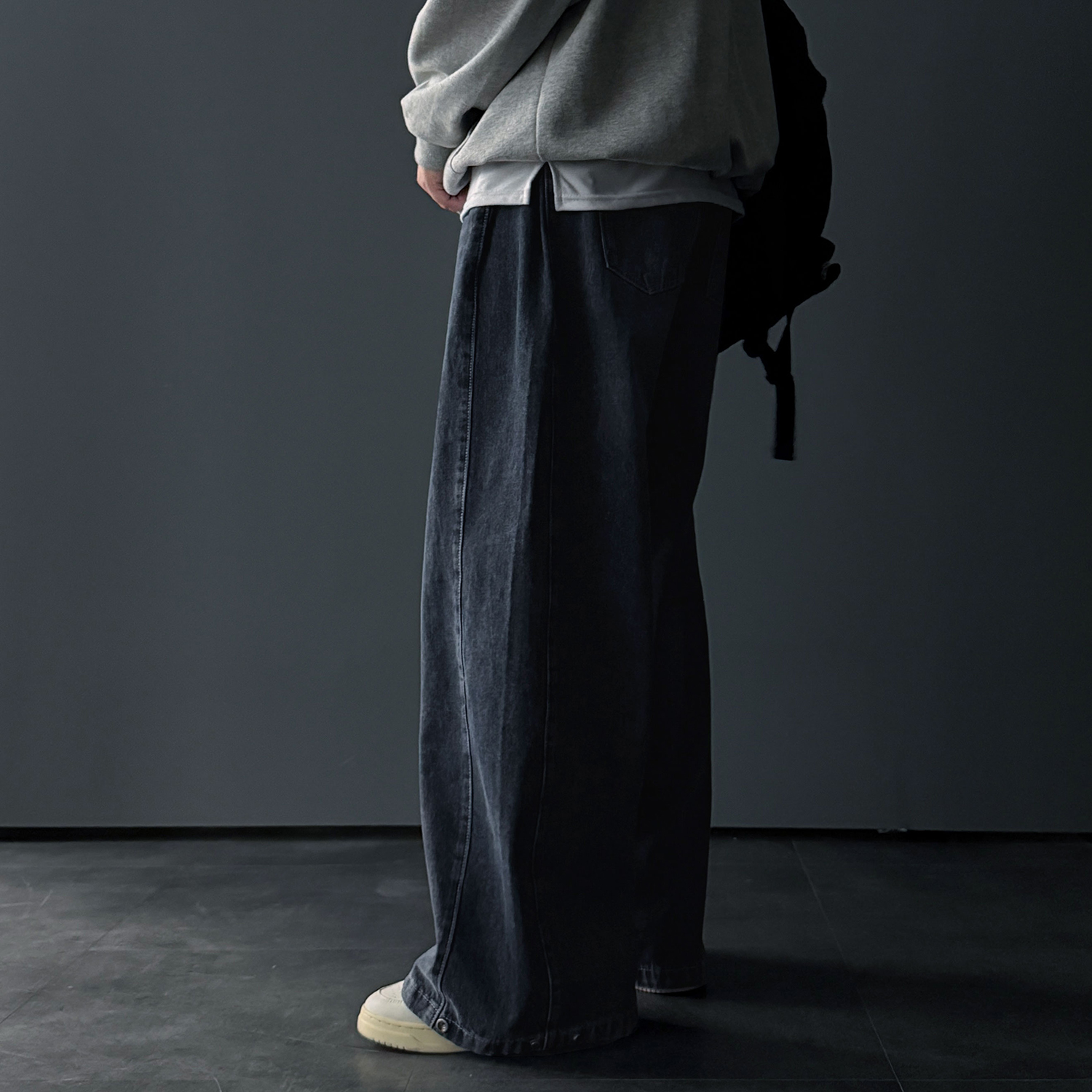 벌룬데님 통청바지 남자와이드청바지 흑청바지 - 상세 이미지 4
