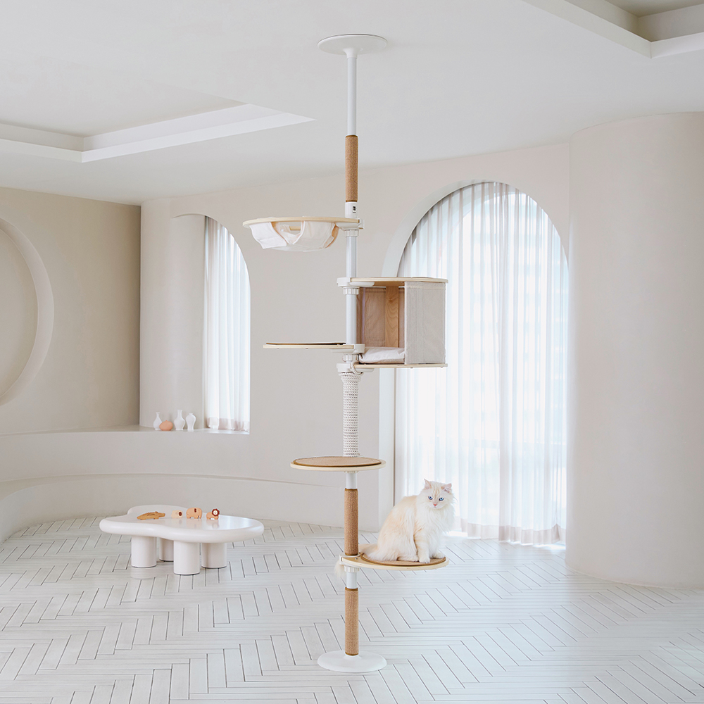 내핑하우스 캣폴 컴팩트E 뚱냥이 아이언 봉 튼튼 원목 캣타워 고양이 먼치킨 높이 조절가능