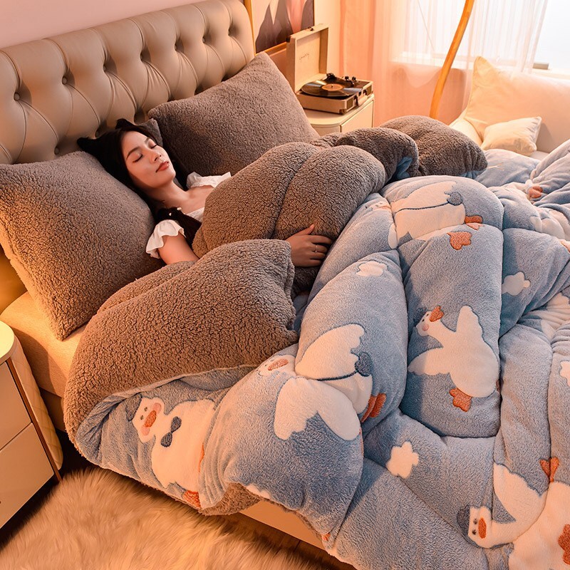 두꺼운 겨울 이불 부드럽고 따뜻한 극세사 사계절용 이불 겨울 두툼 이불 : 디스시밀러