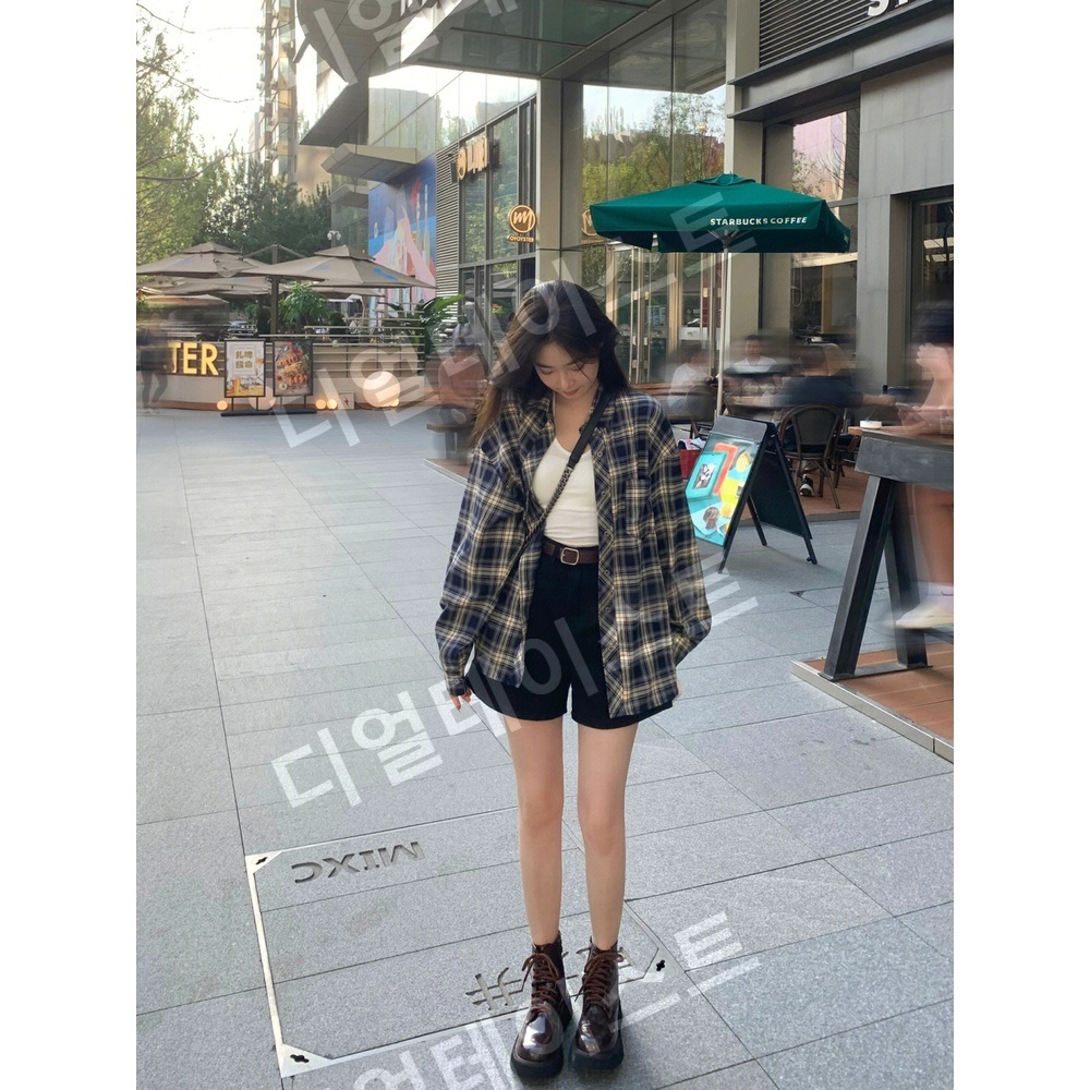 체크 셔츠 여성 긴팔 탑 - 상세 이미지 3