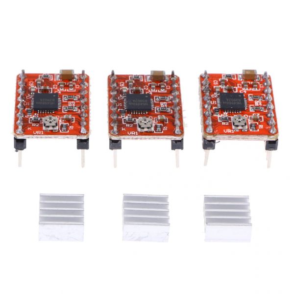 키하우스 3pcs A4988 스테퍼 드라이버 모터 3D 프린터 Tmc2130 히트싱크 폴로루 레드 : 굿칩패스트39