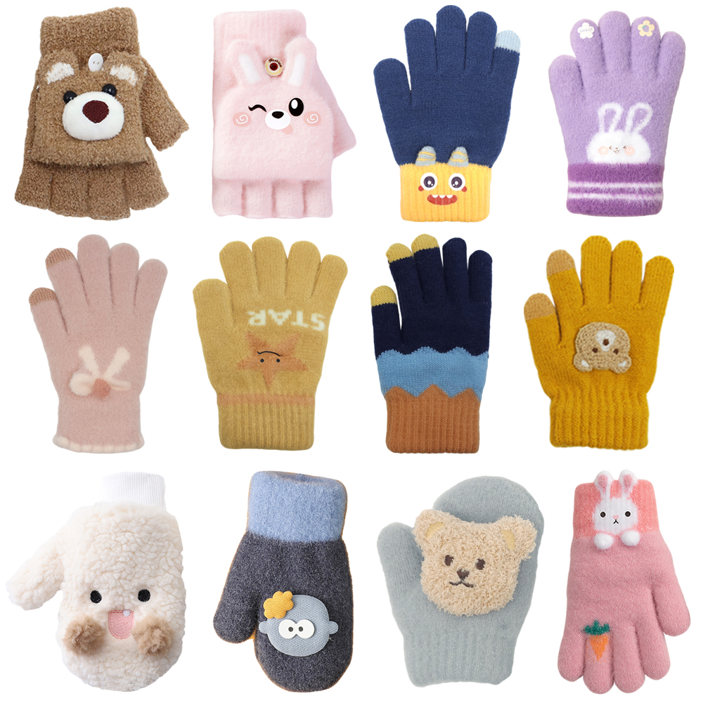 유아 어린이 아기 키즈 아동 초등 학생 여아 남아 주니어 스키 방수 패딩 벙어리 털 장갑 - 상품 이미지
