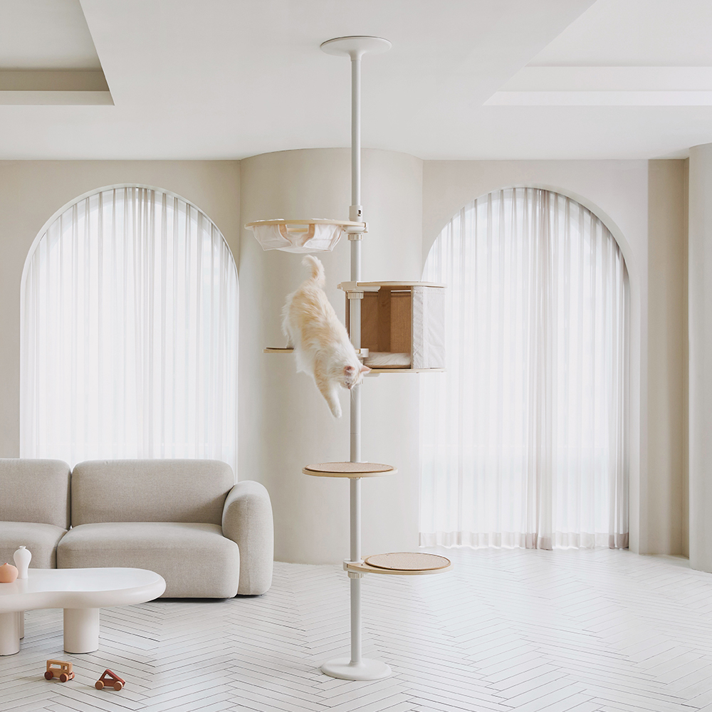 내핑하우스 캣폴 풀세트 뚱냥이 아이언 봉 튼튼 원목 캣타워 고양이 먼치킨 높이 조절가능