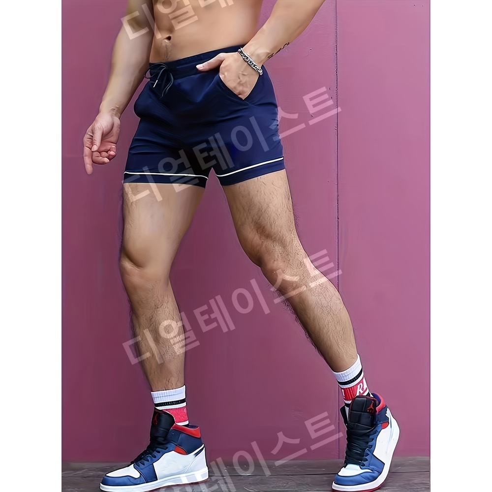 남성용 스포츠 반바지 3개 세트 4부 스쿼트 숏팬츠 이미지 6