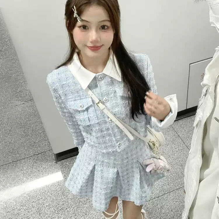 스캔들 93화 김규선 투피스 블루 민주련 하객룩 트위드 의상 옷 패션 - 메인 이미지