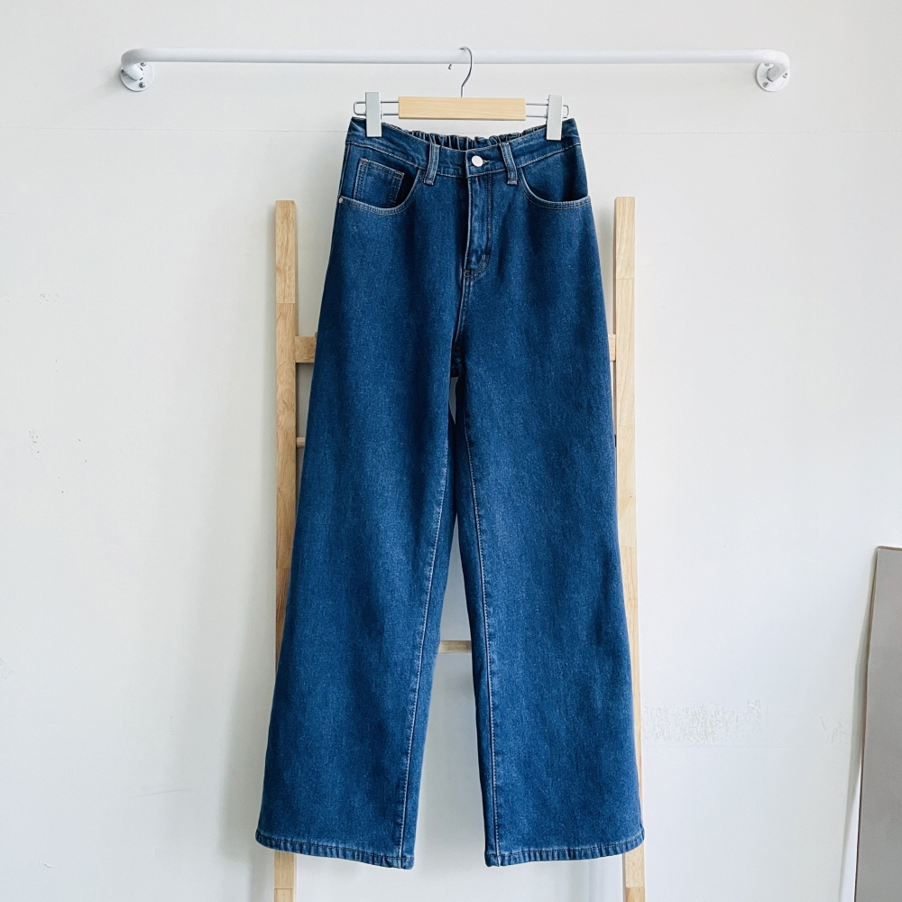 융기모 일자청바지 와이드청바지 뒷밴딩 진청 흑청 이미지 7