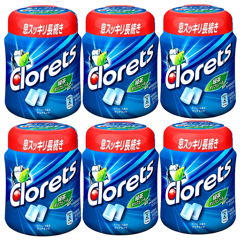 Clorets 일본 클로렛츠 클리어 민트 껌 140g 6팩 - 상품 이미지