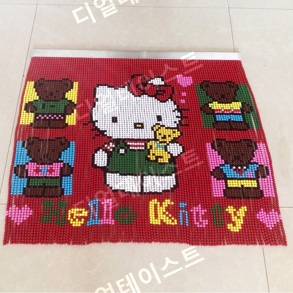 구슬커튼 비즈발 만들기 키트 diy 재료 헬로키티비즈발 도안