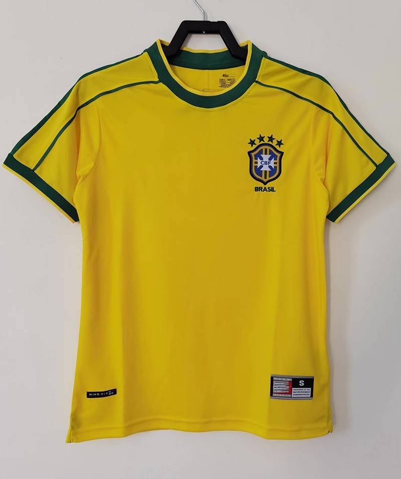 1998 월드컵 브라질 레트로 축구유니폼 키즈 어린이 성인용 - 상세 이미지 3