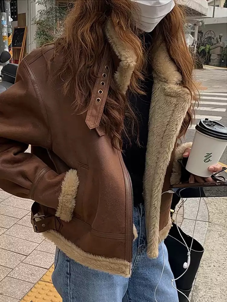 임지연 무스탕 점퍼 공항패션 양모 데일리 의상 옷 패션 - 상세 이미지 2