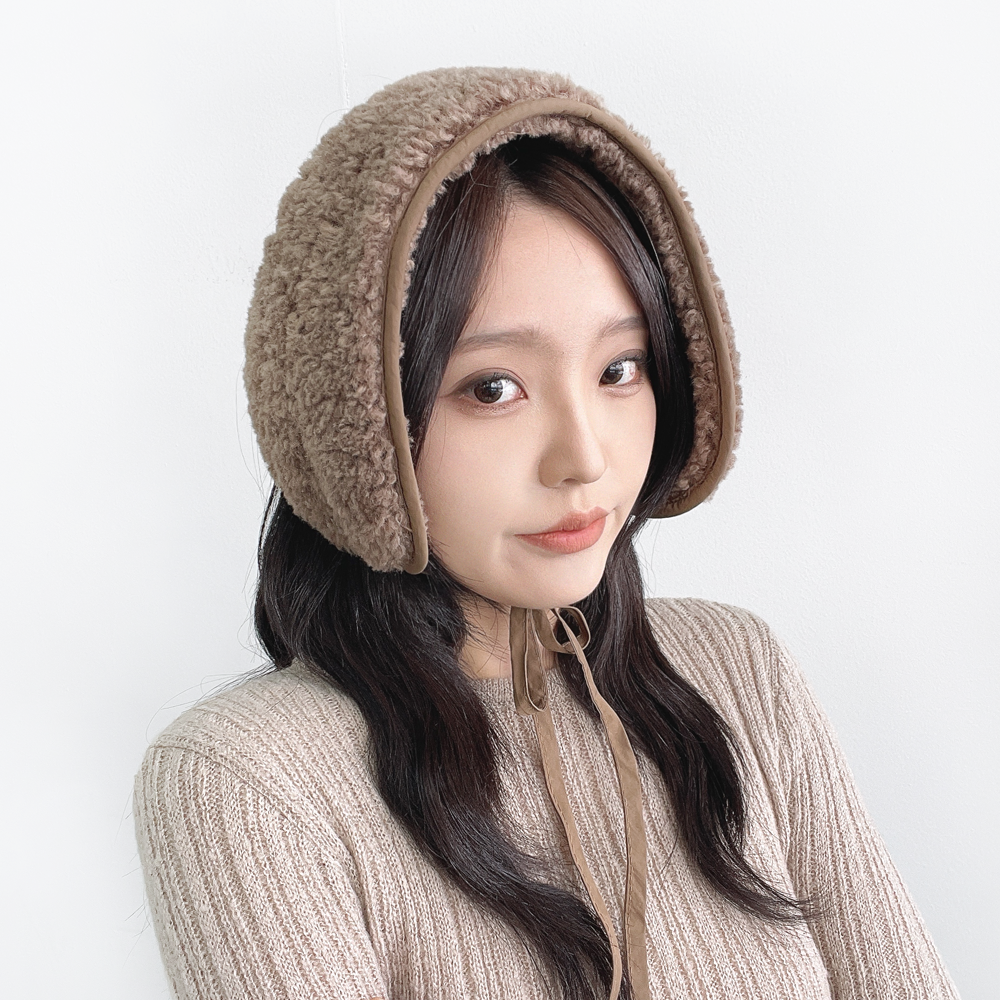 덴 양면 귀도리 리버시블 뽀글이 양털 남자 여자 겨울 방한 머플러 털 귀마개 - 상세 이미지 3