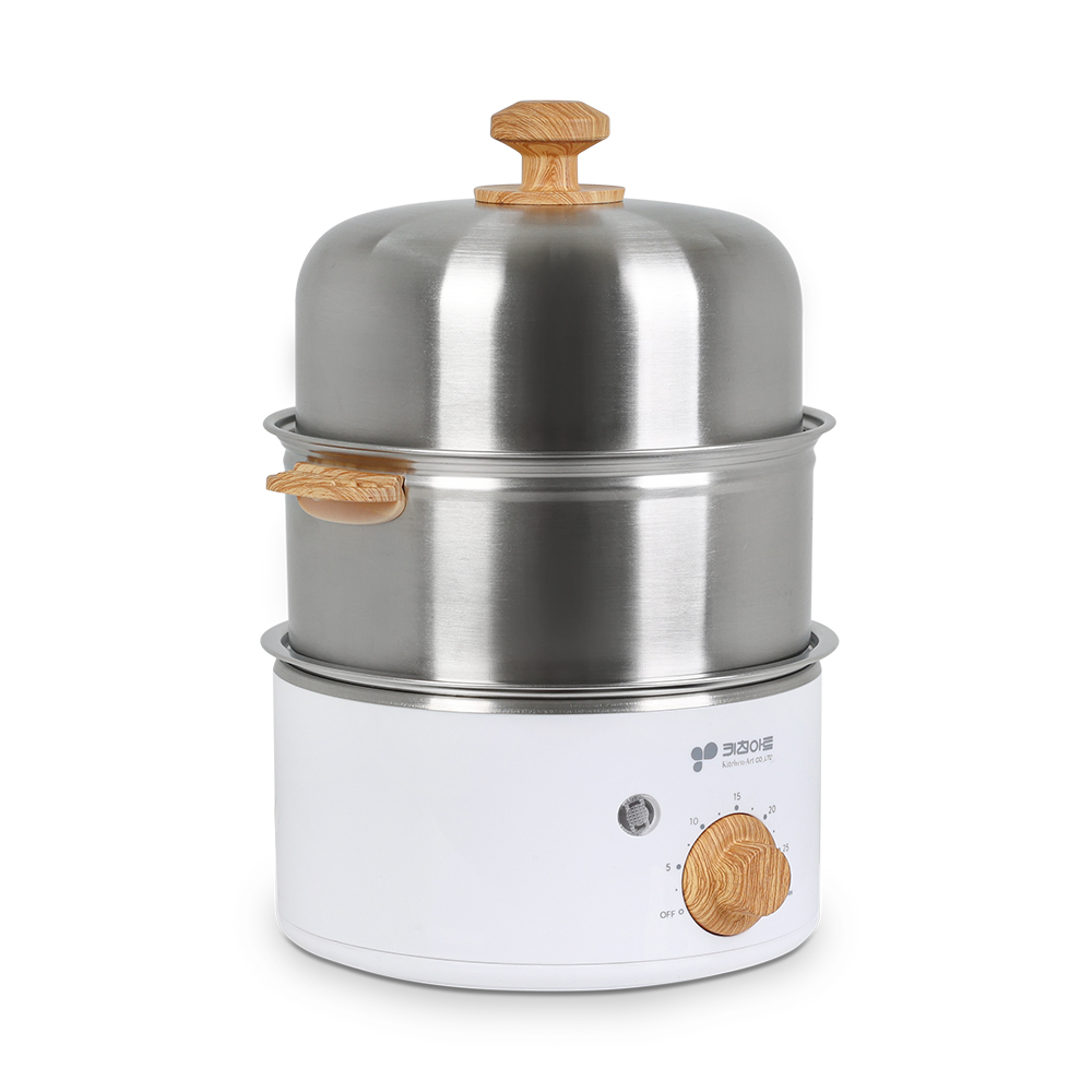 키친아트 2단 올스텐 계란찜기 타이머 전기 찜기 에그쿠커 만능 반숙