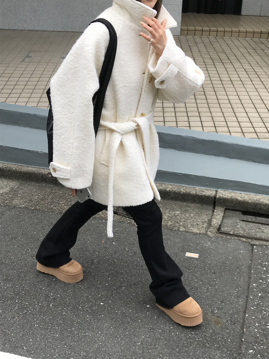 누즈 럼블 부클 카라넥 하프코트 상세 이미지 6