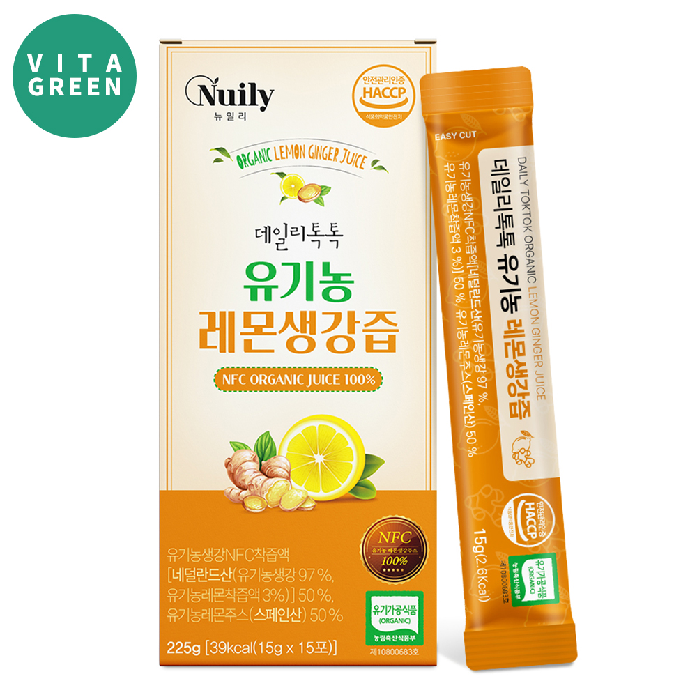 100% 유기농 레몬생강즙 NFC 착즙 레몬생강차 원액 진저 스틱 - 상품 이미지