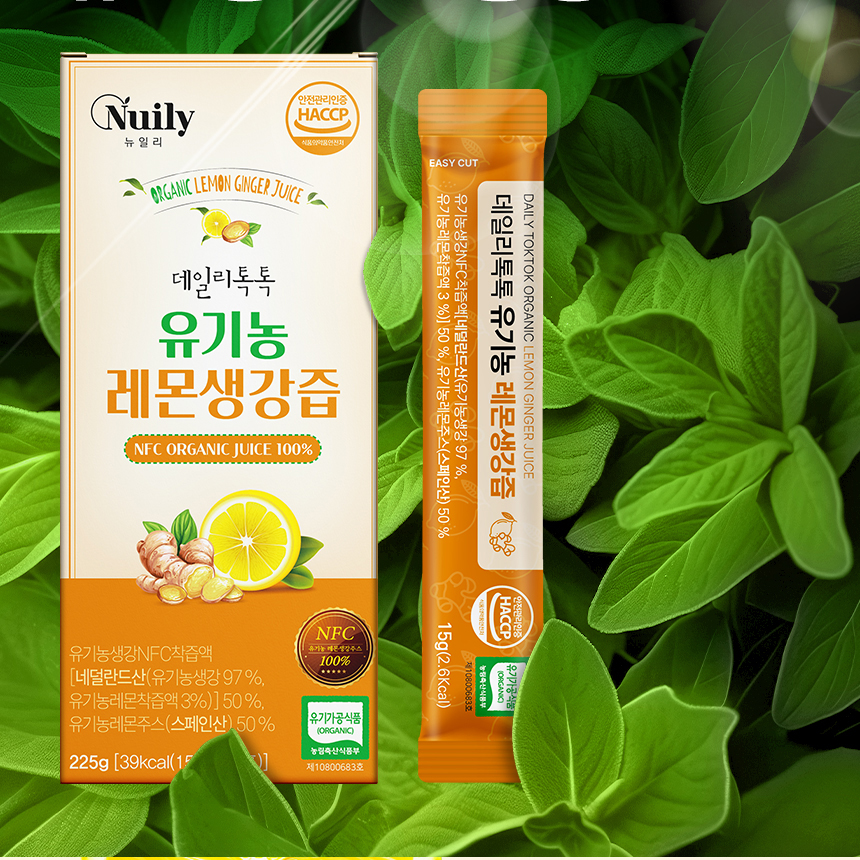 100% 유기농 레몬생강즙 NFC 착즙 레몬생강차 원액 진저 스틱 - 상세 이미지 2