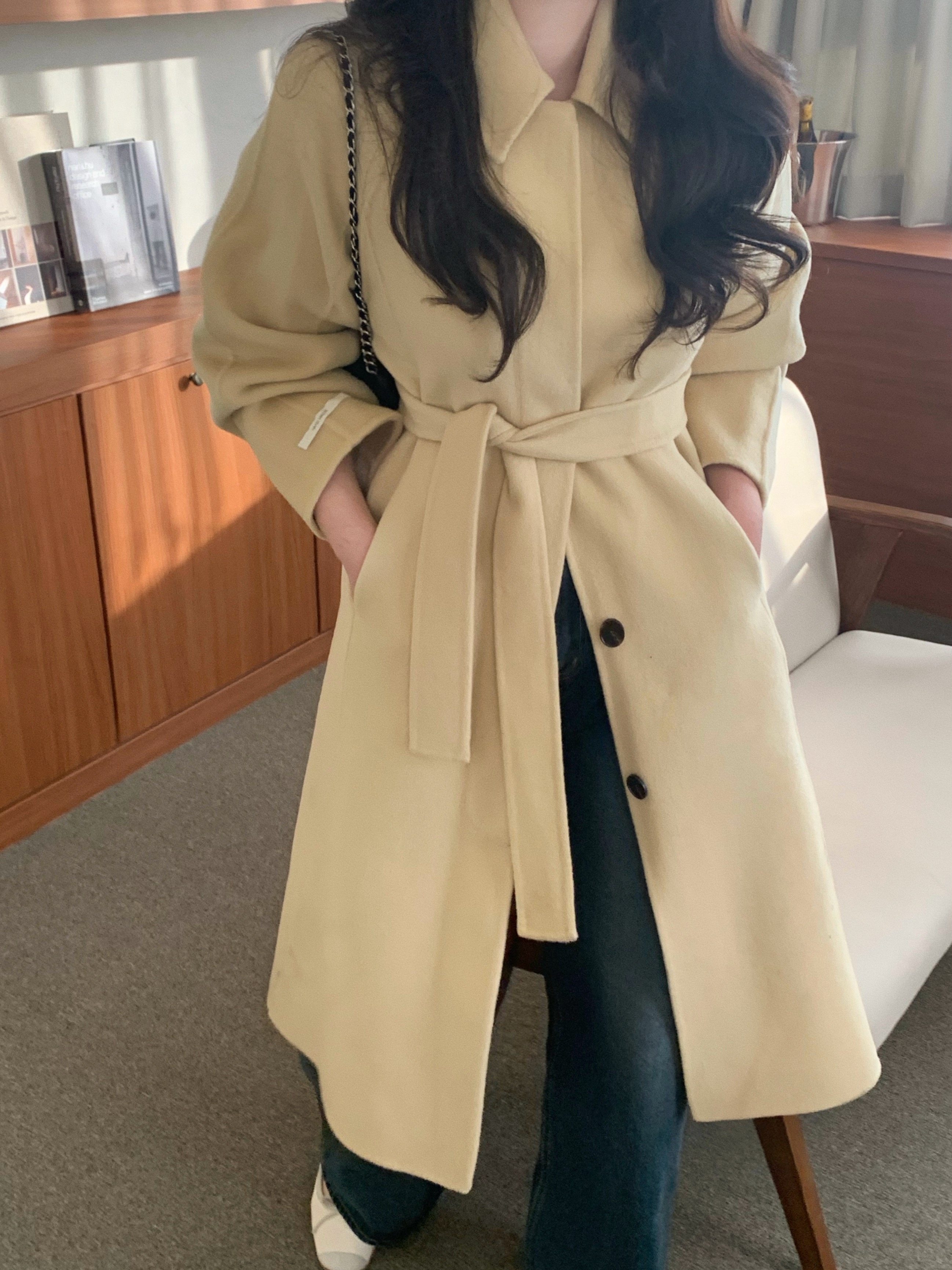 [울100%] 히든 핸드메이드 롱 코트 (2color) / 데일리코트 / 겨울코트 / 오피스룩 / 상세 이미지 7