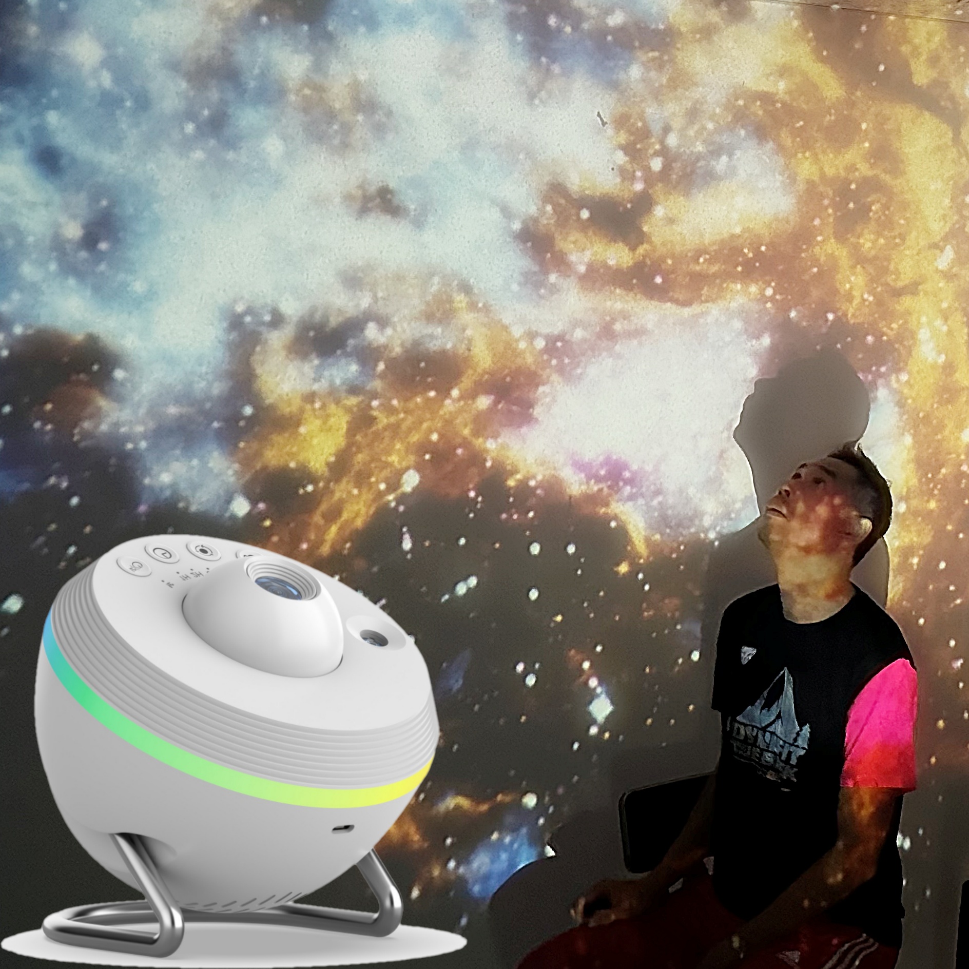 갤럭시 프로젝터 화이트 우주 무드등 오로라 우주인 별 달 별자리 빔 천장조명