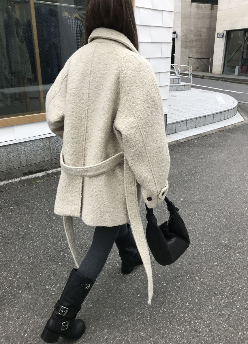 누즈 럼블 부클 카라넥 하프코트 상세 이미지 9