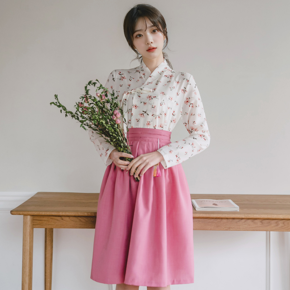 길한 퍼플 허리치마 생활한복 개량 계량 퓨전 반티