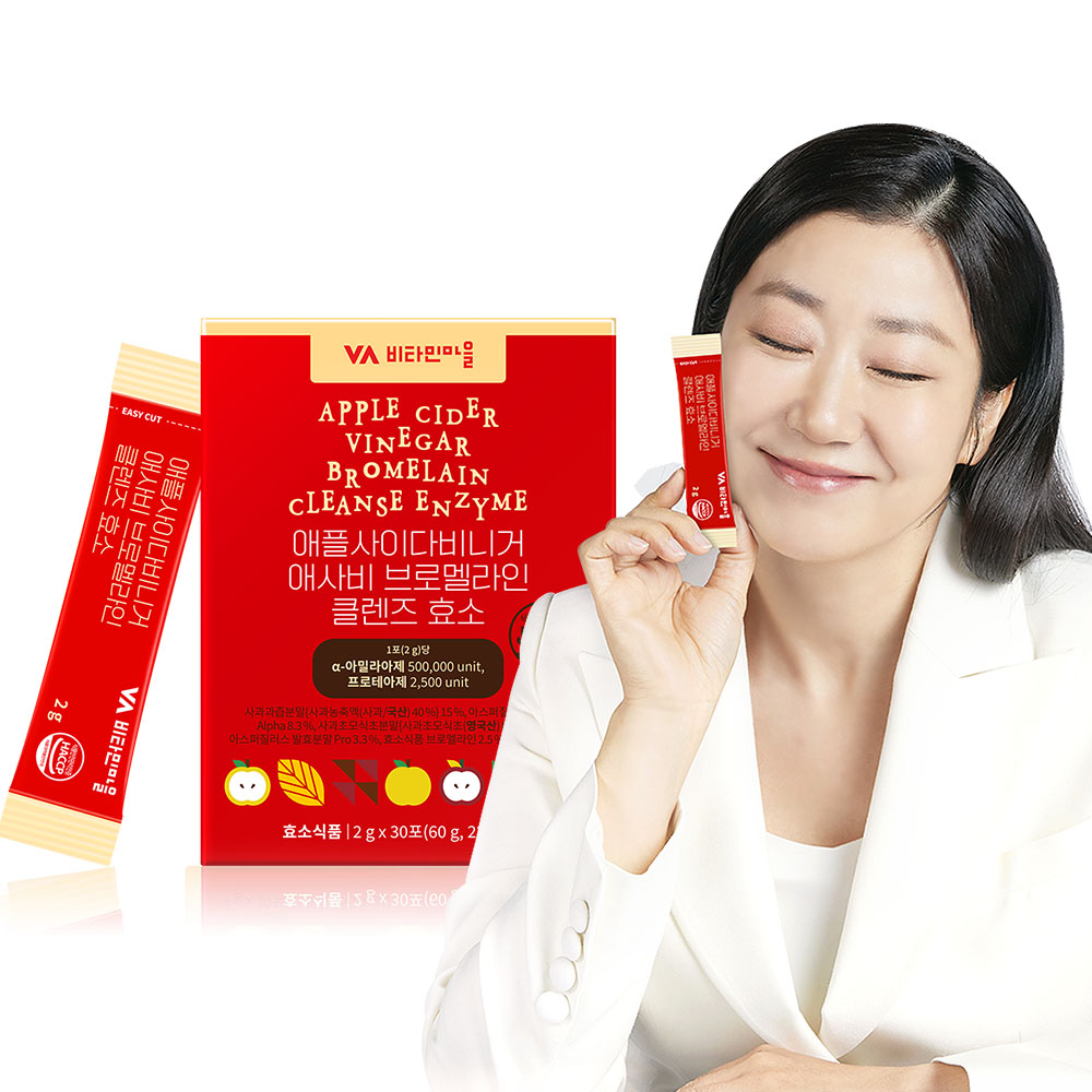 비타민마을 애플사이다비니거 애사비 브로멜라인 클렌즈 효소 30포, 1개 - 메인 이미지