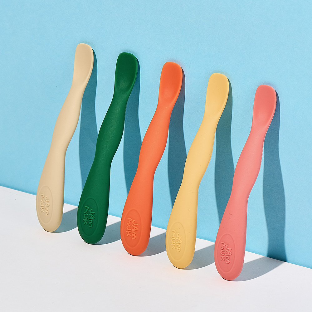 잼먹 초기 이유식 스푼 떠먹스푼 아기 숟가락 실리콘