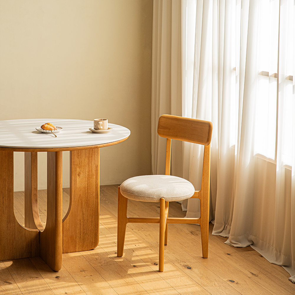 오아르 포세린 세라믹 원목 식탁 원형 테이블 1000