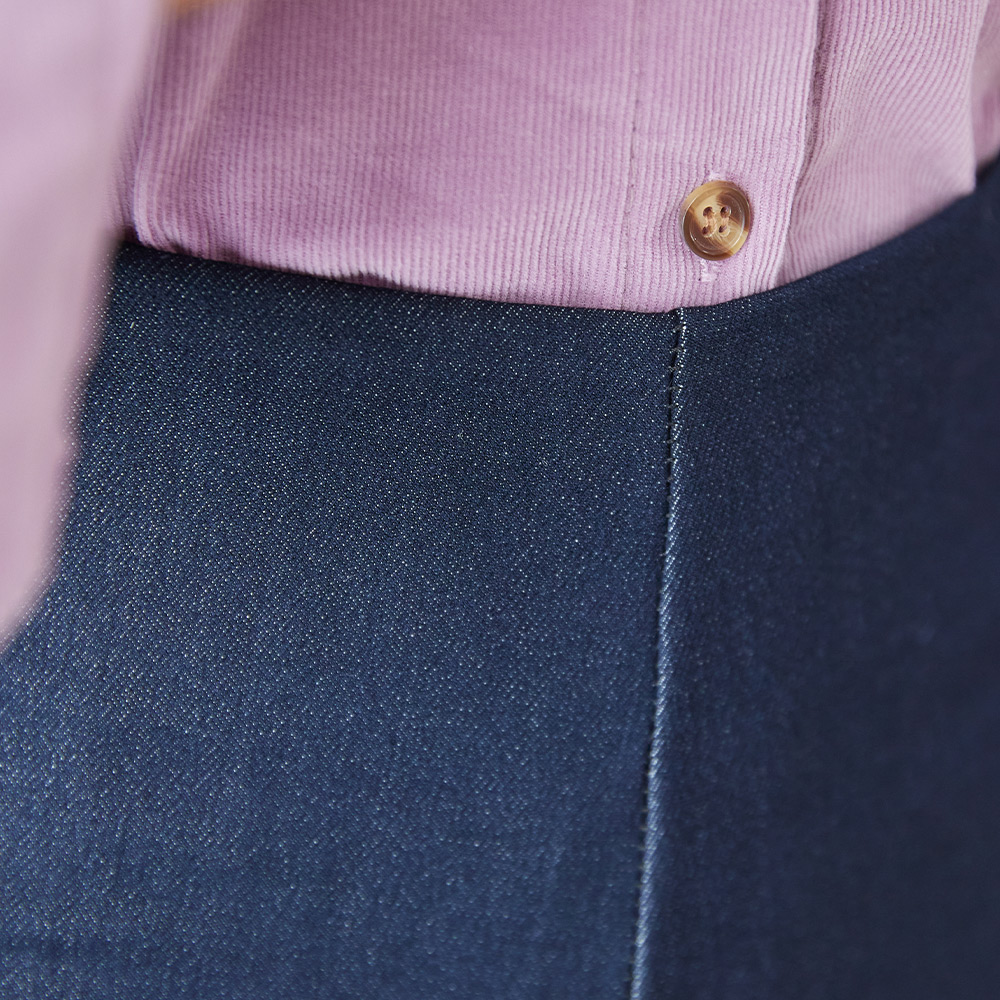 세이클 보정핏 기모 롱 부츠컷 데님 슬랙스 팬츠 - 상세 이미지 4