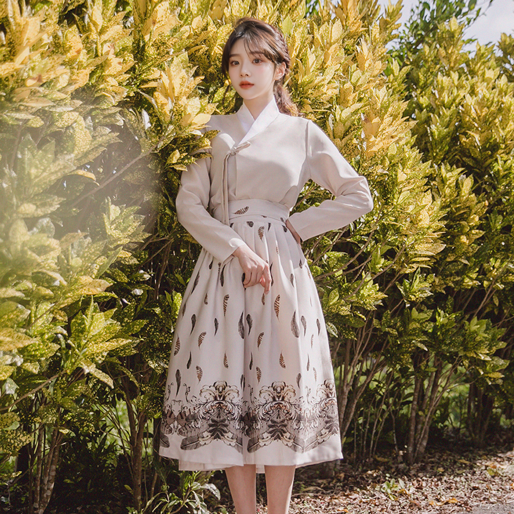 벚나은 아이보리 허리치마 생활한복 개량 계량 퓨전 반티