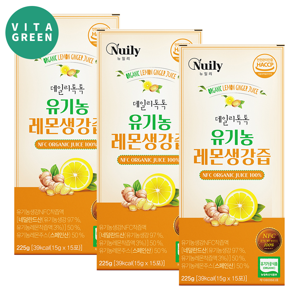첨가물없는 레몬생강즙 NFC 착즙 100% 유기농 레몬생강차 원액 스틱 3박스 - 메인 이미지