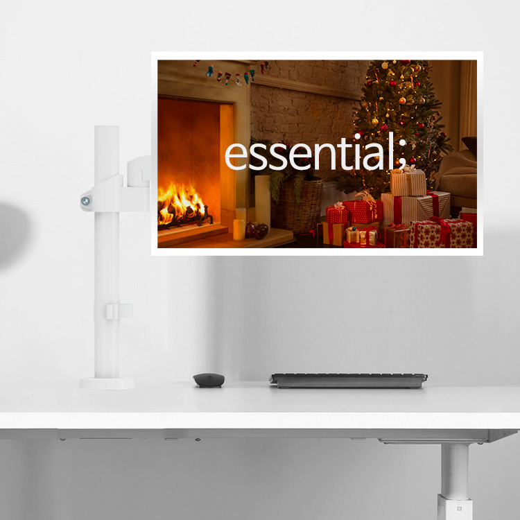 마운트뷰 고중량 모니터암 화이트 싱글 보조 모니터 거치대 세로 세로형 지지대