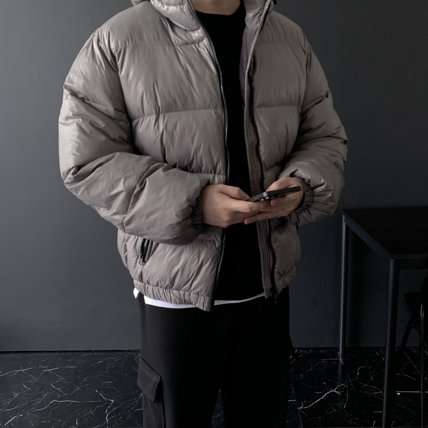 유광패딩 남자후드패딩 에나멜 - 상세 이미지 3
