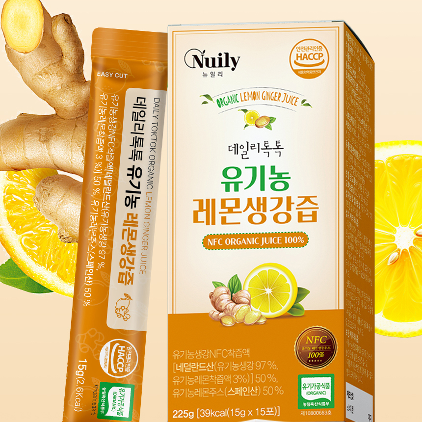 100% 유기농 레몬생강즙 NFC 착즙 레몬생강차 원액 진저 스틱 - 상세 이미지 3