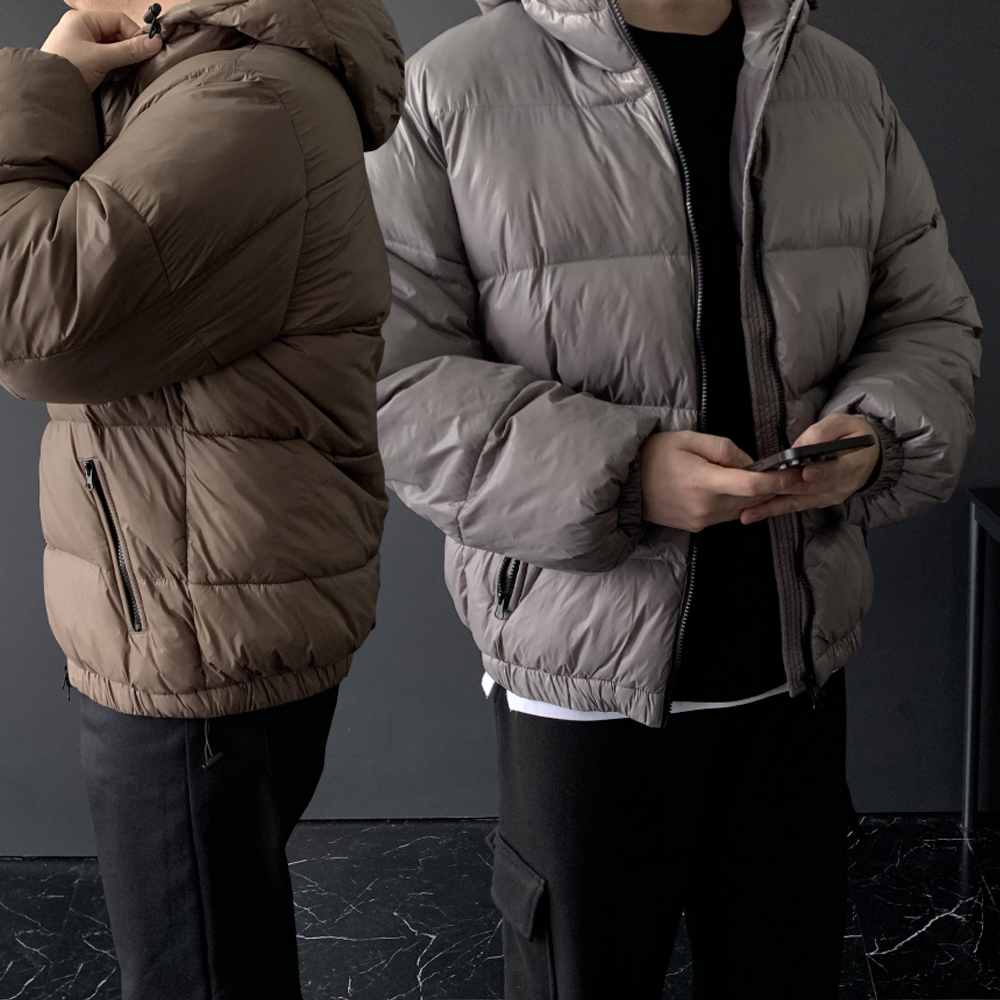 유광패딩 남자후드패딩 에나멜 - 메인 이미지