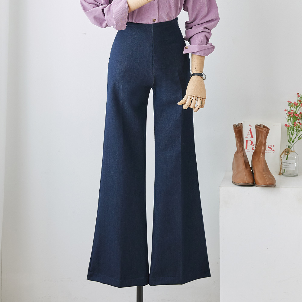 세이클 보정핏 기모 롱 부츠컷 데님 슬랙스 팬츠 - 상품 이미지