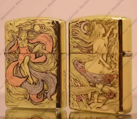 지포 [해외]정품 순동 아머 귀왕X파법자 조각 구미초월 기생 취희 구미호 지포 라이터