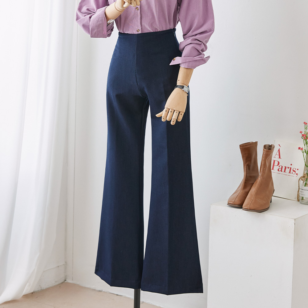 세이클 보정핏 기모 롱 부츠컷 데님 슬랙스 팬츠 - 상세 이미지 3