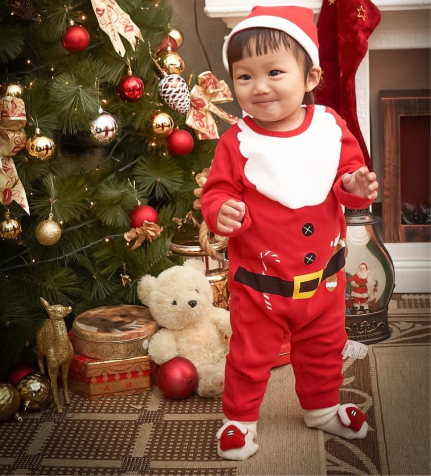 크리스마스아기옷 신생아 아기 산타 바디슈트 선물 실내복 베베 산타클로스 레드 59