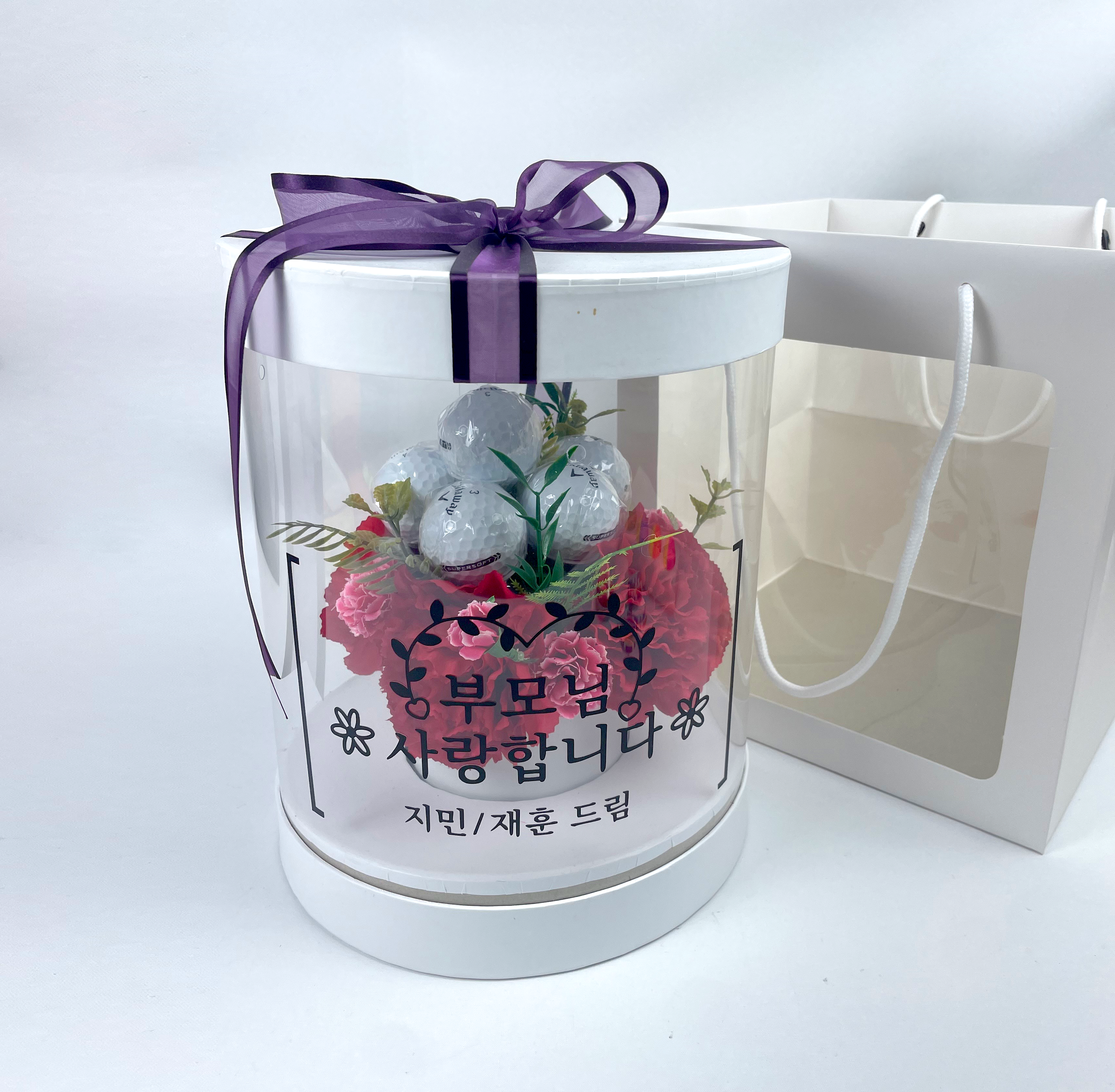 타이틀리스트 골프공 6구 꽃박스 선물 골프공 인쇄 생일 홀인원 퇴직 졸업 기념볼 - 상세 이미지 4