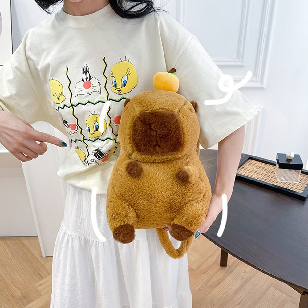 카피바라 가방 백팩 인형 동물 쓸데없는 킹받는 선물 귀여운 파우치 - 상세 이미지 5