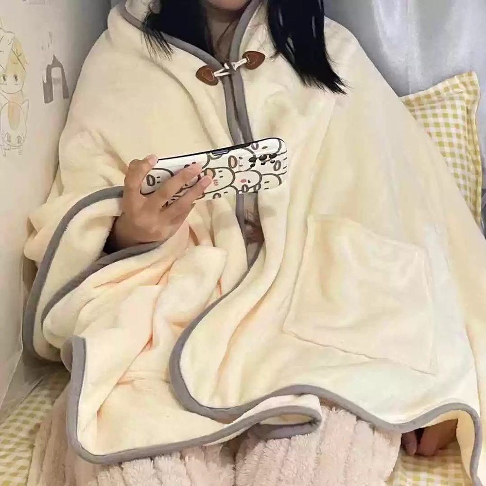 겨울 후드 망토 집순이담요 여행 차박 입는 담요 - 상세 이미지 2