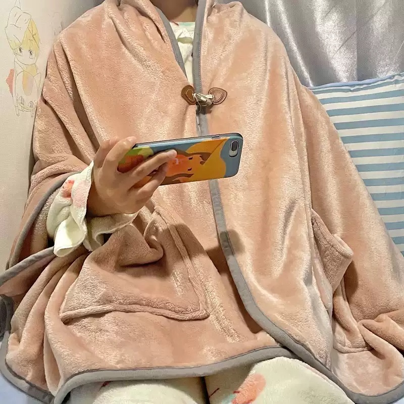 겨울 후드 망토 집순이담요 여행 차박 입는 담요 - 상세 이미지 3